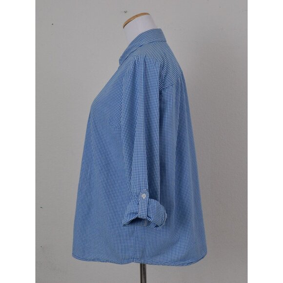 Vintage Micro Plaid Long Sleeve‎ Blouse - Picture 3 of 10